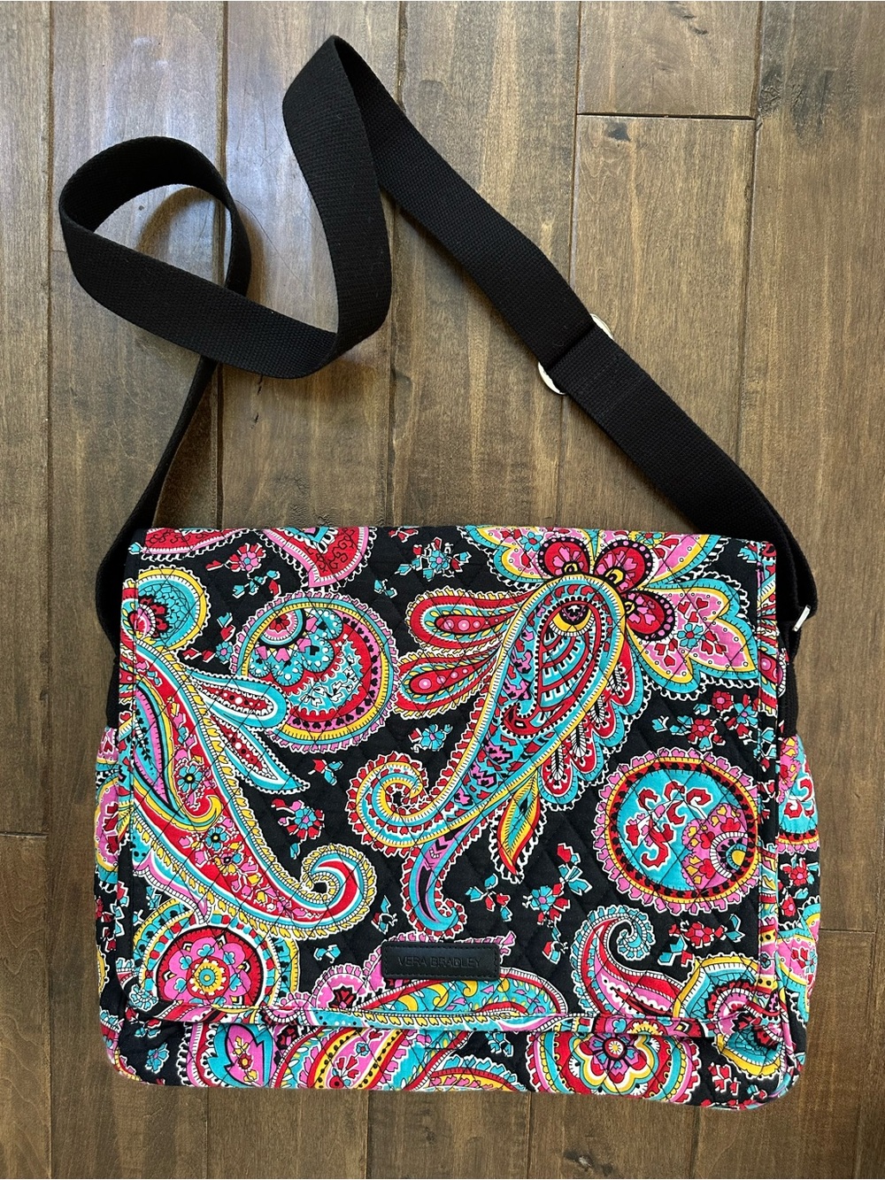 Vera Bradley Parisian Paisley Quilted Messenger Laptop Commuter Bag EUC